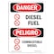 Signmission Safety Sign, OSHA Danger, 10" Height, Aluminum, Combustible Diesel Bilingual Spanish OS-DS-A-710-VS-1122 - alternate 1